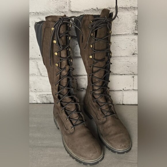 Helly Hansen Brown Tall Lace-Up Boots Women’s 9 Waterproof Leather Winter Hiking - Picture 2 of 9